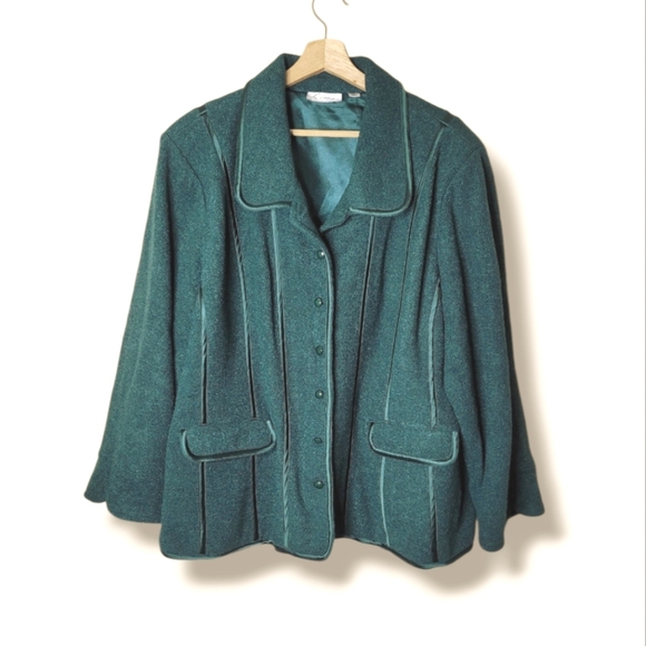 Linea By Louis Dell'Olio Wool Blend Coat 3X Dark Green Lined Button Front - Picture 1 of 9